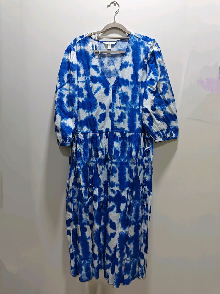 Tie And Dye Printed Cotton Dress. Size Upto Xxl.