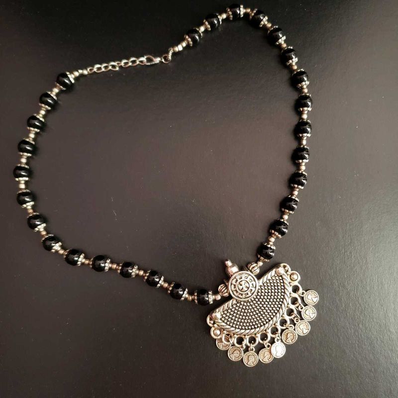 Beaded Silver Necklace
