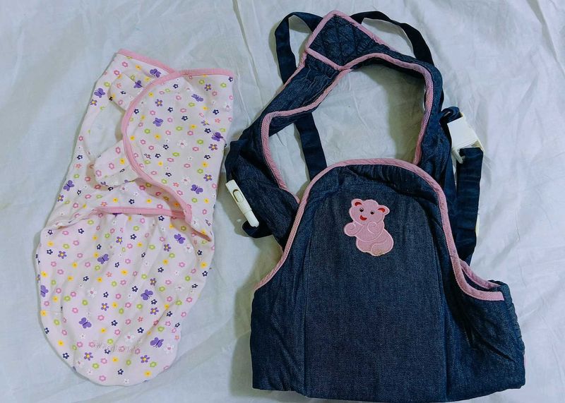 combo of Baby Swaddle Blanket and carrier