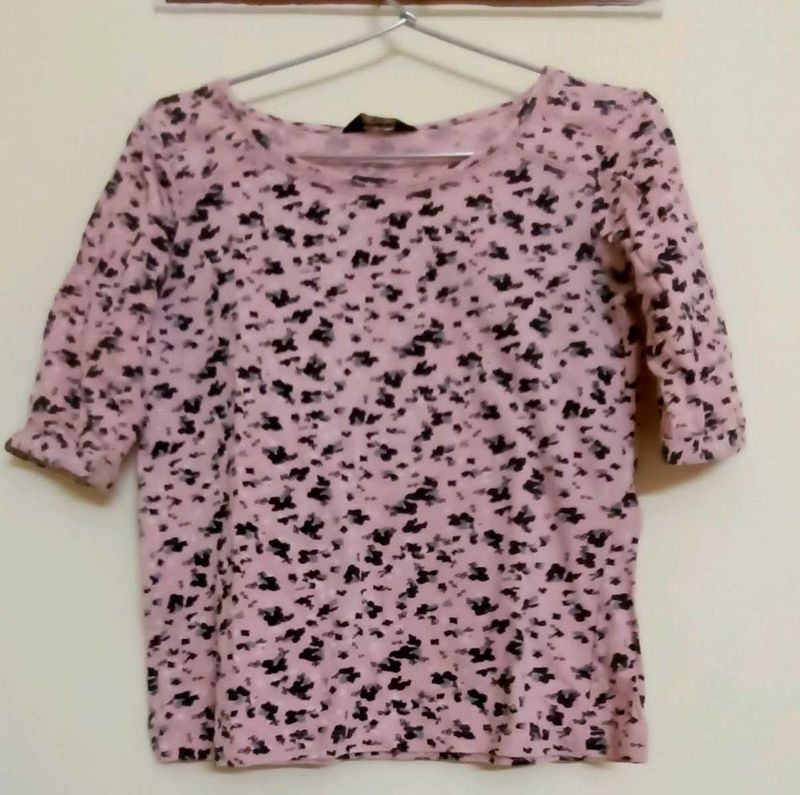 Baby Pink Cotton 1/2 Sleeve Cozy Casual Top
