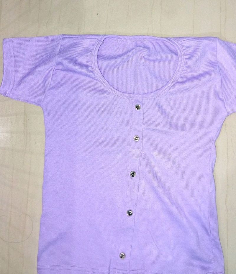 Half Top Button Lavender