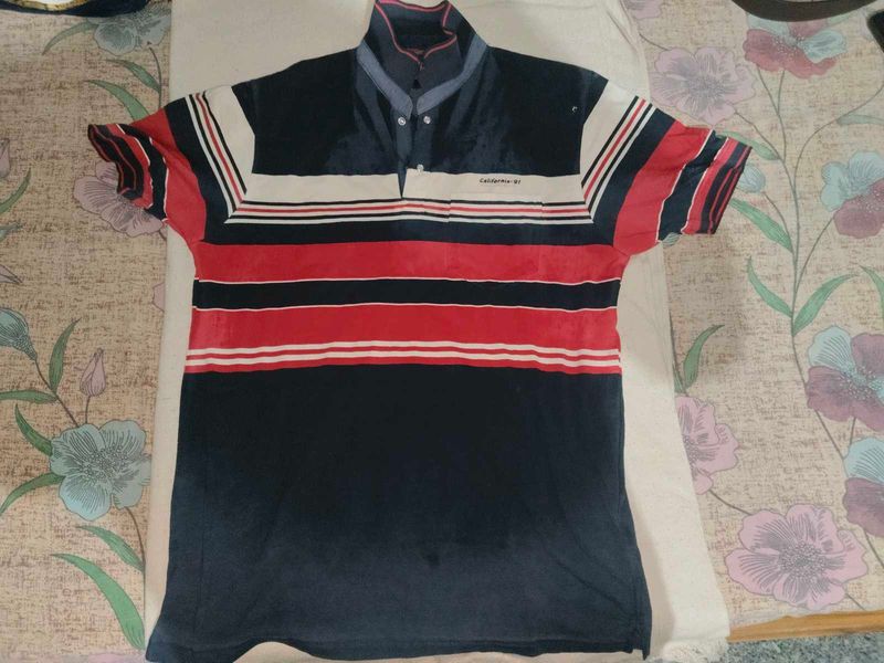 Vintage Striped Polo Shirt For Men