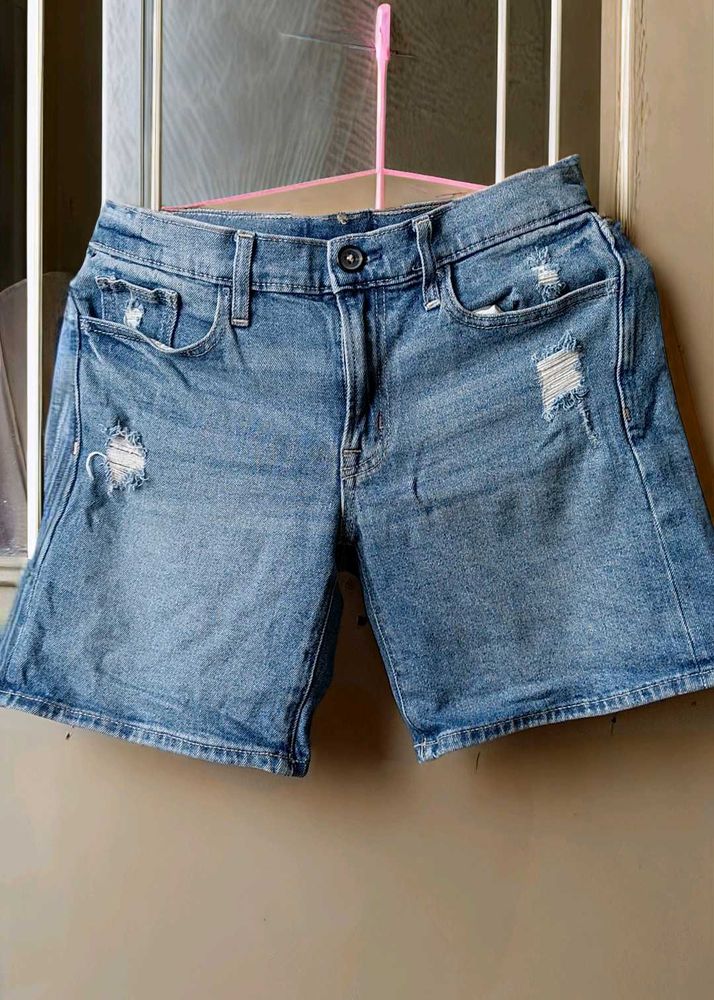 Trendy Blue Denim Shorts For Women (Worn Once)