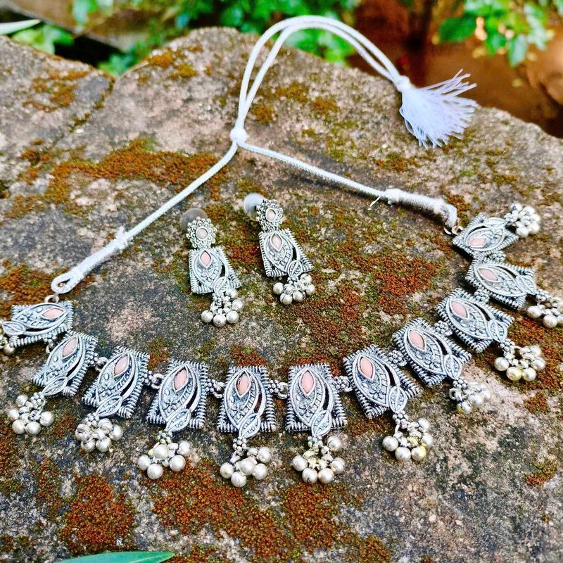 Oxidized Silver Necklace Set