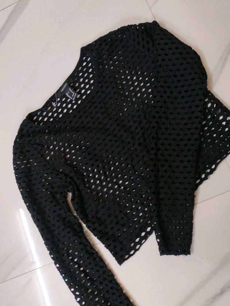 Forever 21 Black Mesh Top