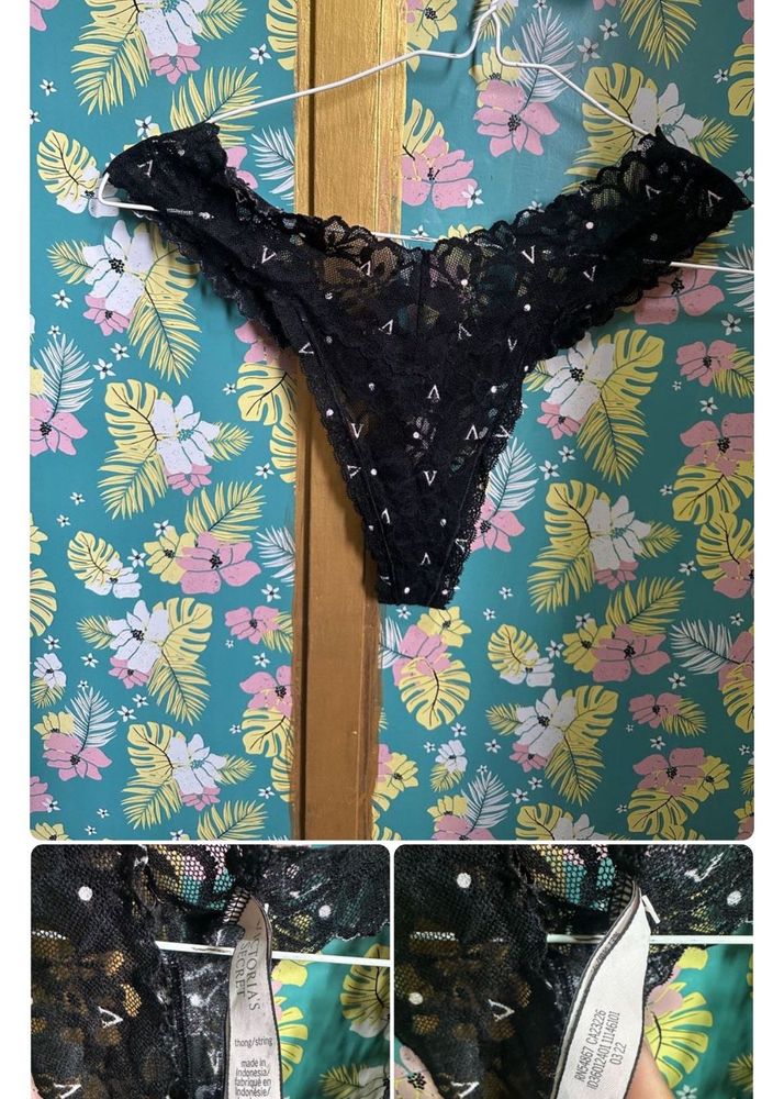 Victoria&#39;s Secret Black Lace Thong