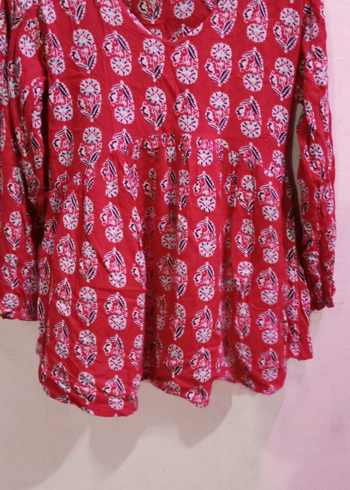 Red Printed Top