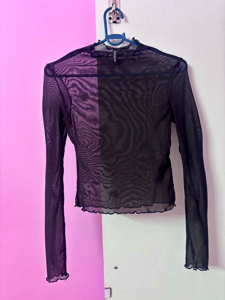 H&amp;M Black Mesh Top