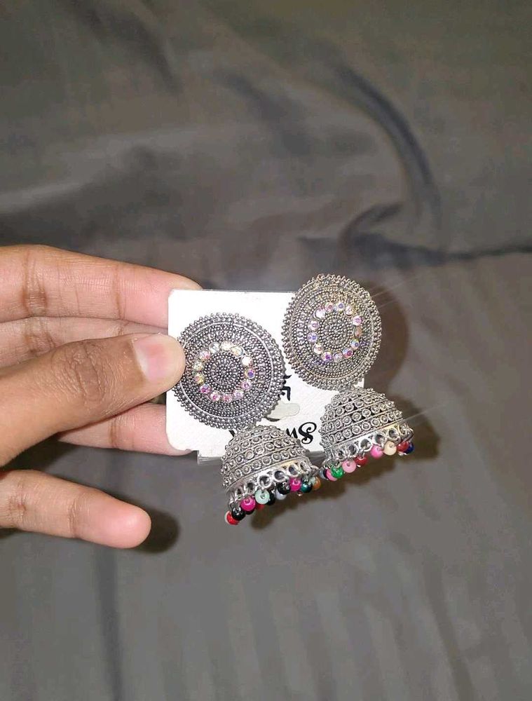Silver Jhumka Earrings