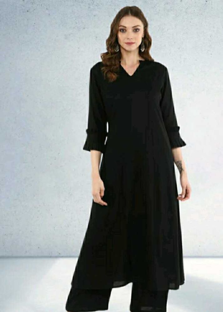 IDALIA Elegant Black A- Line Kurta Set
