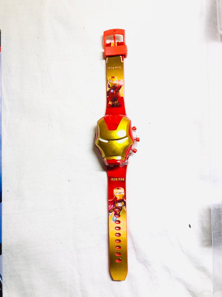 Kids watch 3D Action Figure Iron Man Face Based Toy Design Digital Glowing Watch with Disco Music and Blinking Lights for Kids | for Boys &amp; Girls Good Birthday Return Gifts