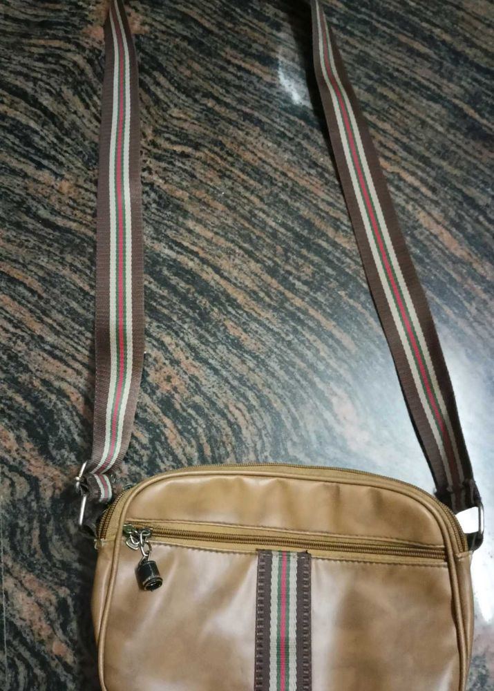 Brown Multishaded Sling Bag.