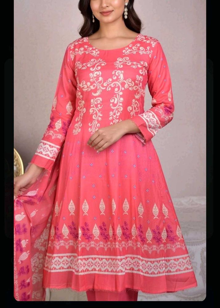 Coral Printed Anarkali Suit
