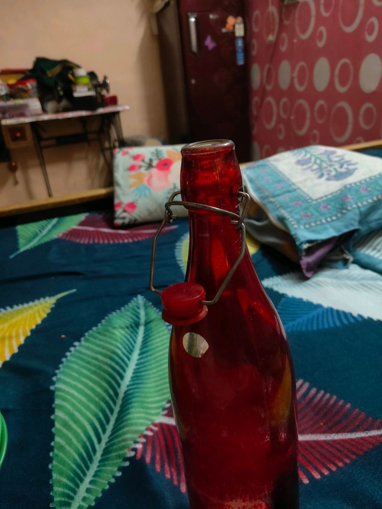 Red ♥️ Glass Bottle Slightly Colour Faded