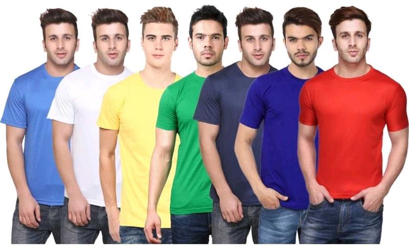Men Solid Round Neck T shirt Pack of 7