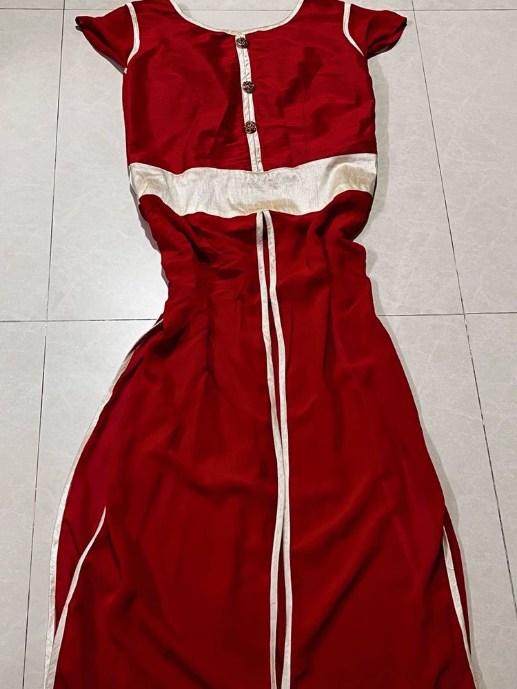 Elegant Red &amp; White Dress