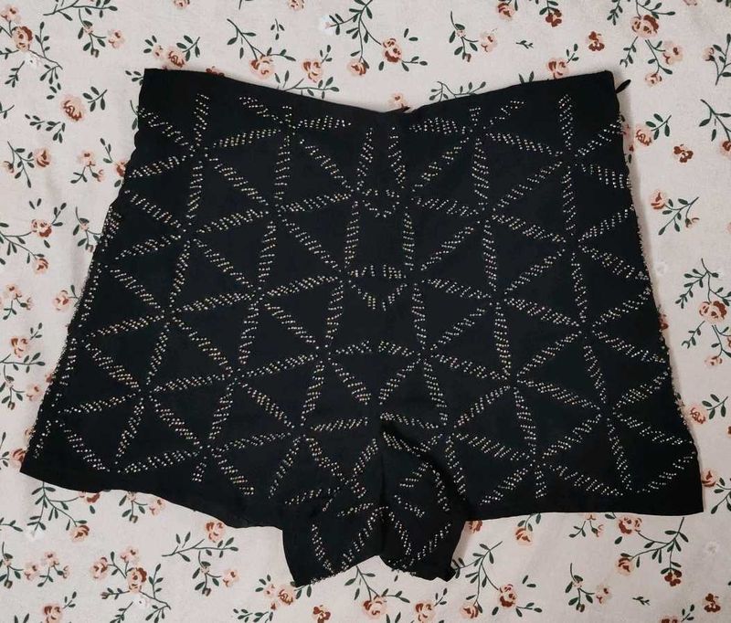 Embellished Black Shorts