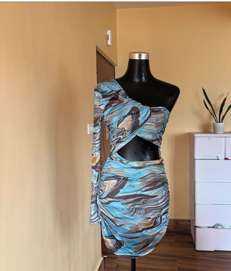 Urbanic Stylish Blue Patterned Mini Dress