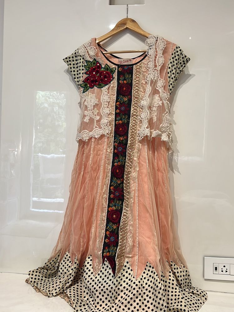 Ethnic Dress With Attached Crotia Jacket