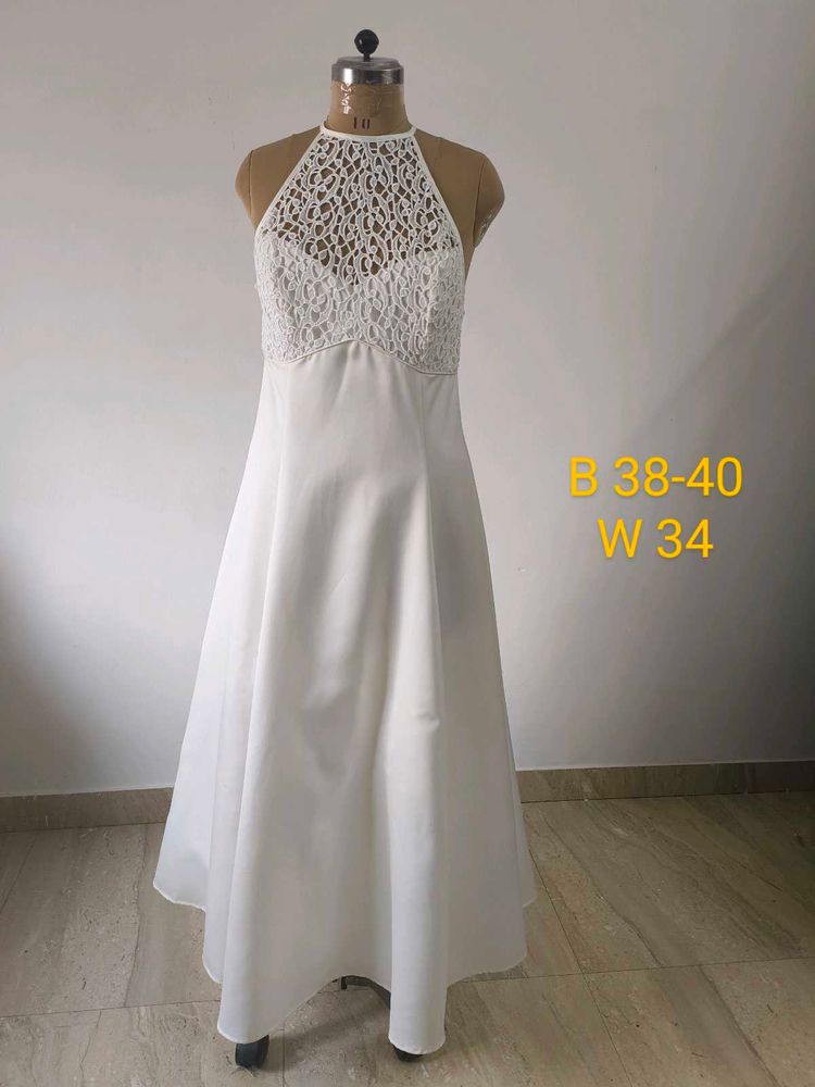 White Lace Halter Dress