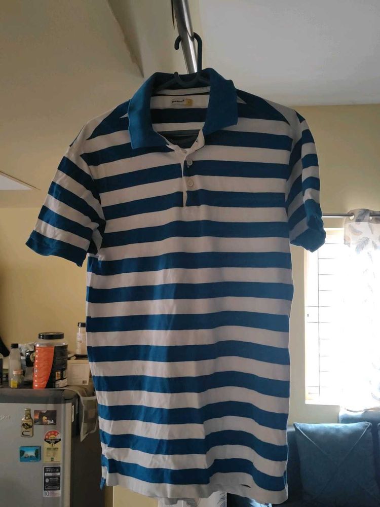 Sky Blue And White Polo T Shirt