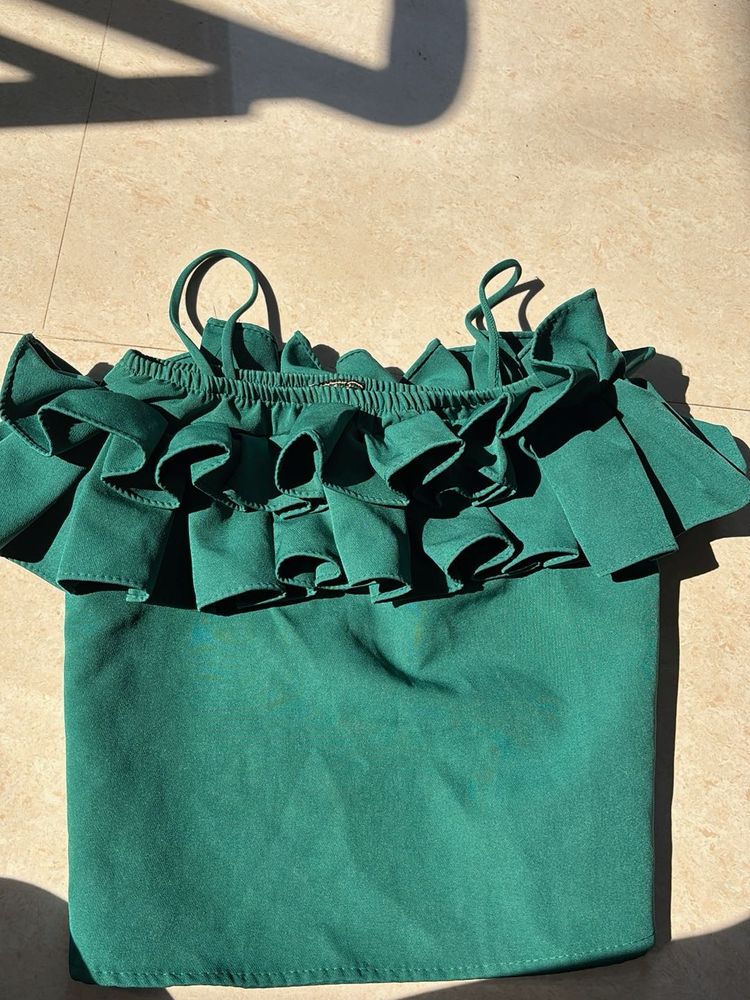 Green Ruffle Top