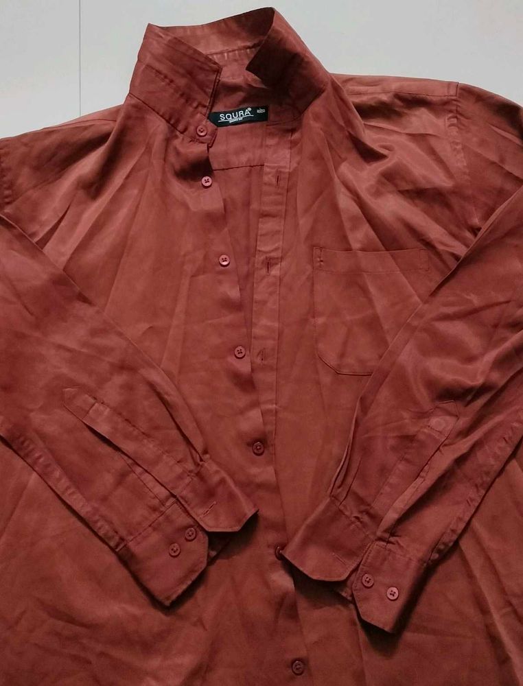 Maroon Shiny Long Sleeve Shirt