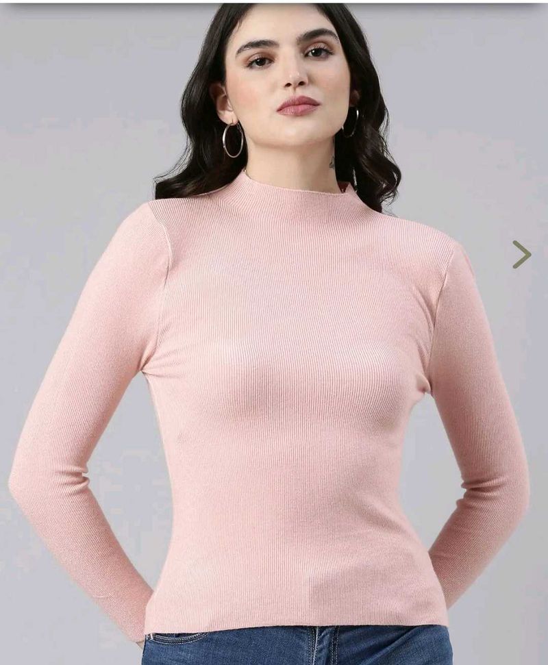 Pink Turtle Neck Long Sleeve Top