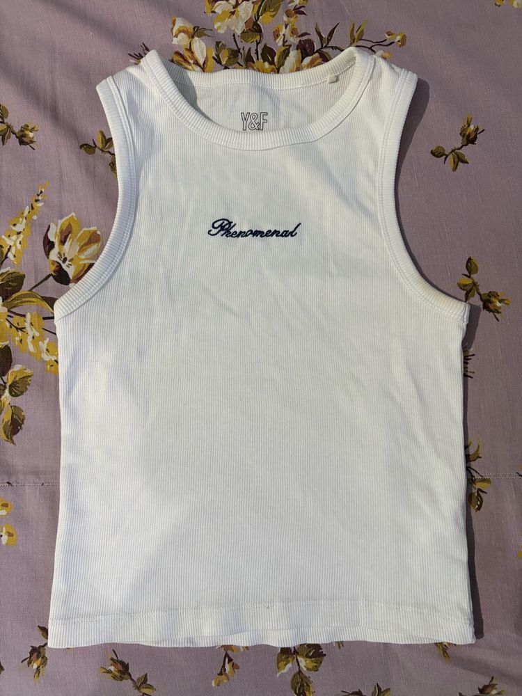 White Ribbed Tank Top