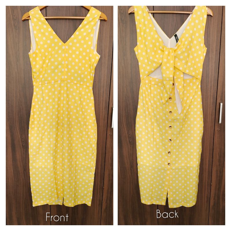 Sexy Polka Dot Back Tie Bodycon Dress