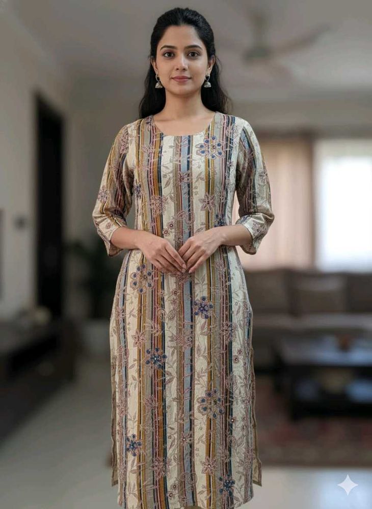 Elegant Striped Floral Kurta