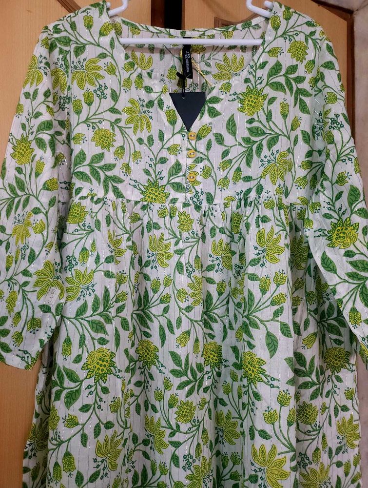 Floral Printed Empire Pure Cotton Kurta