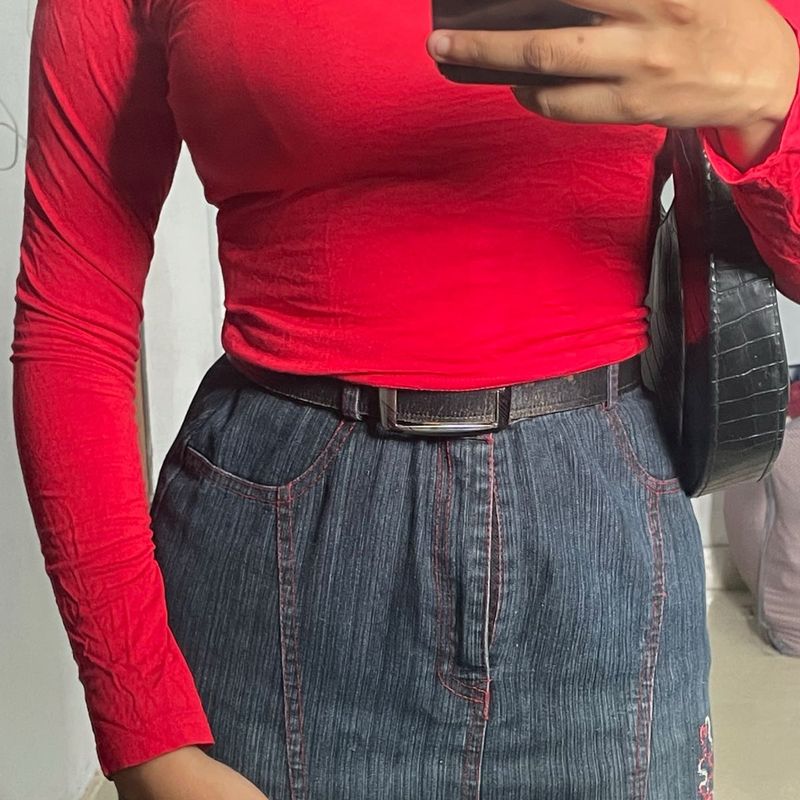 Red V Neck Top