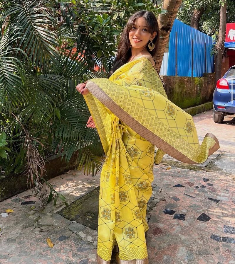 Elegant Yellow Printed Saree