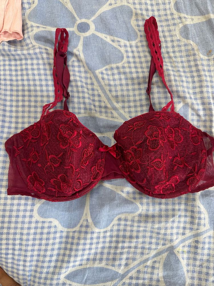Elegant Burgundy Lace Bra