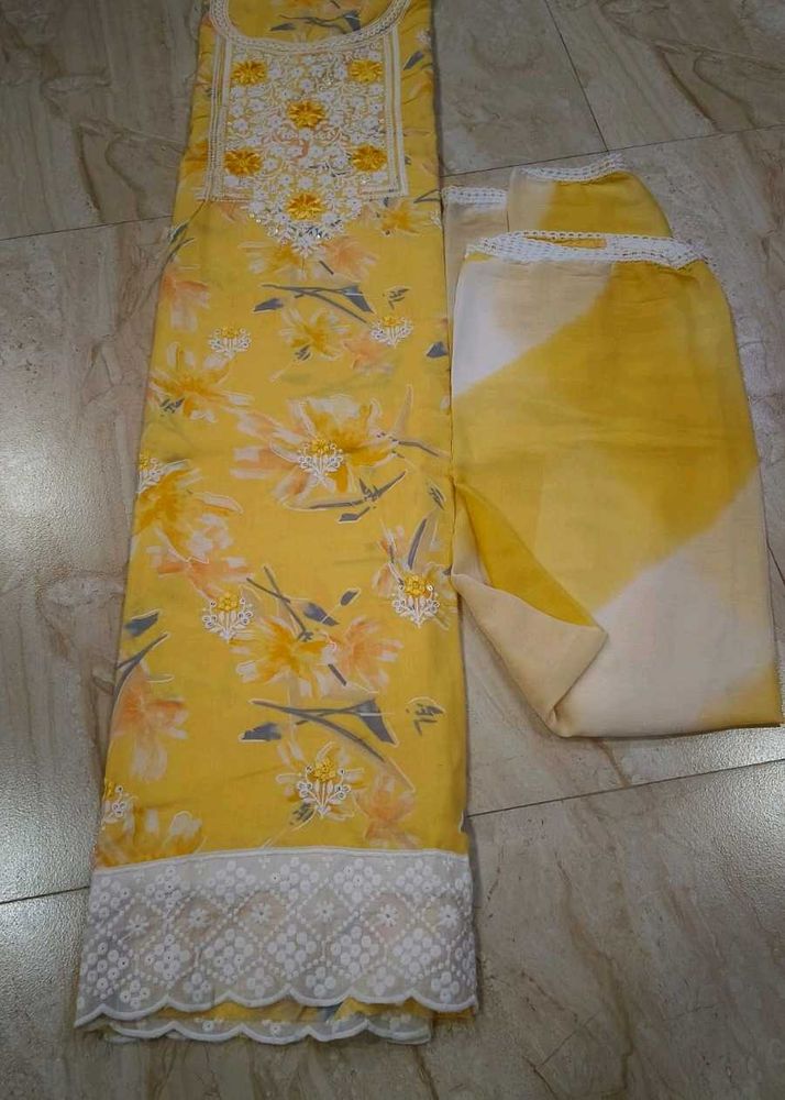 Elegant Yellow Kurta Set unstitched