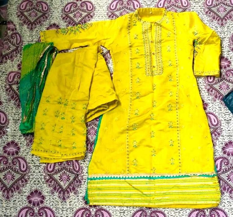 Yellow Embroidered Kurta Set