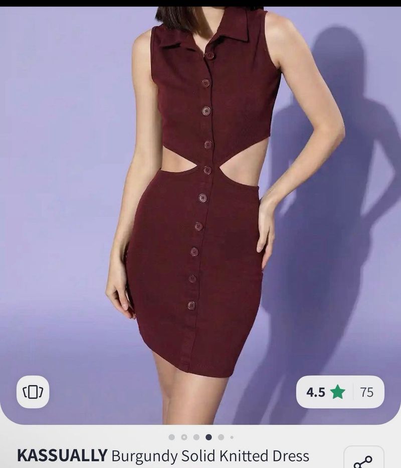 Burgundy Knit Cutout Dress🌸