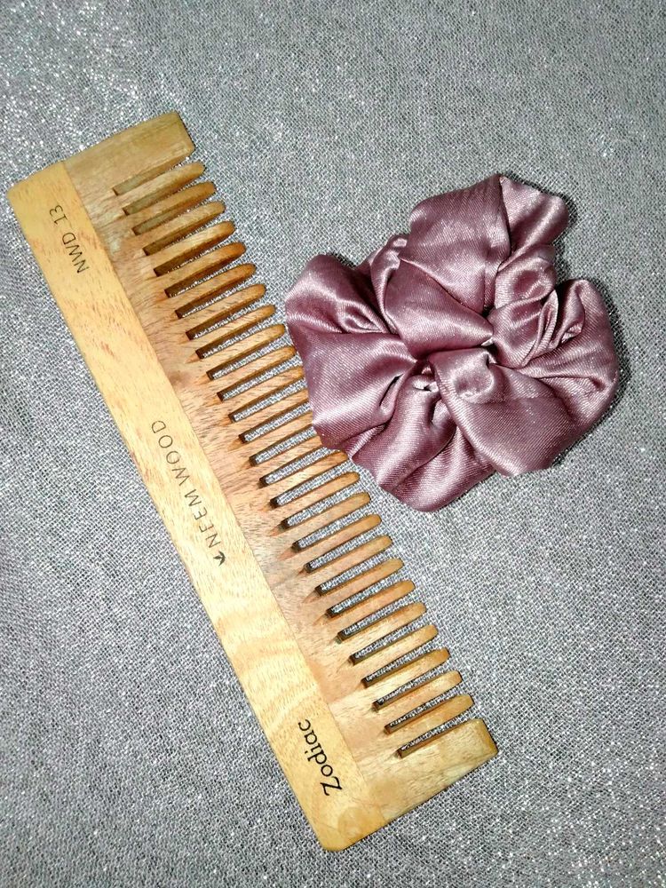 Neem Wood Comb &amp; Scrunchie Set
