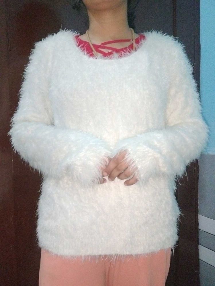 Fluffy White Sweater