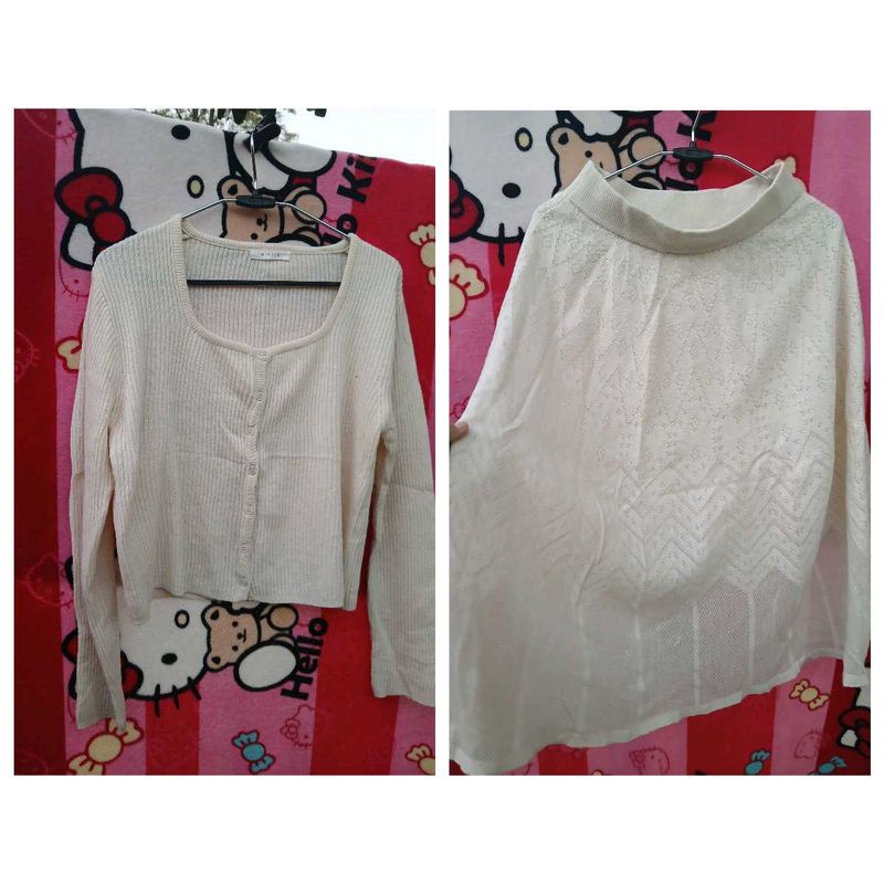 Cardigan  Top and Knitted  Skirt Set