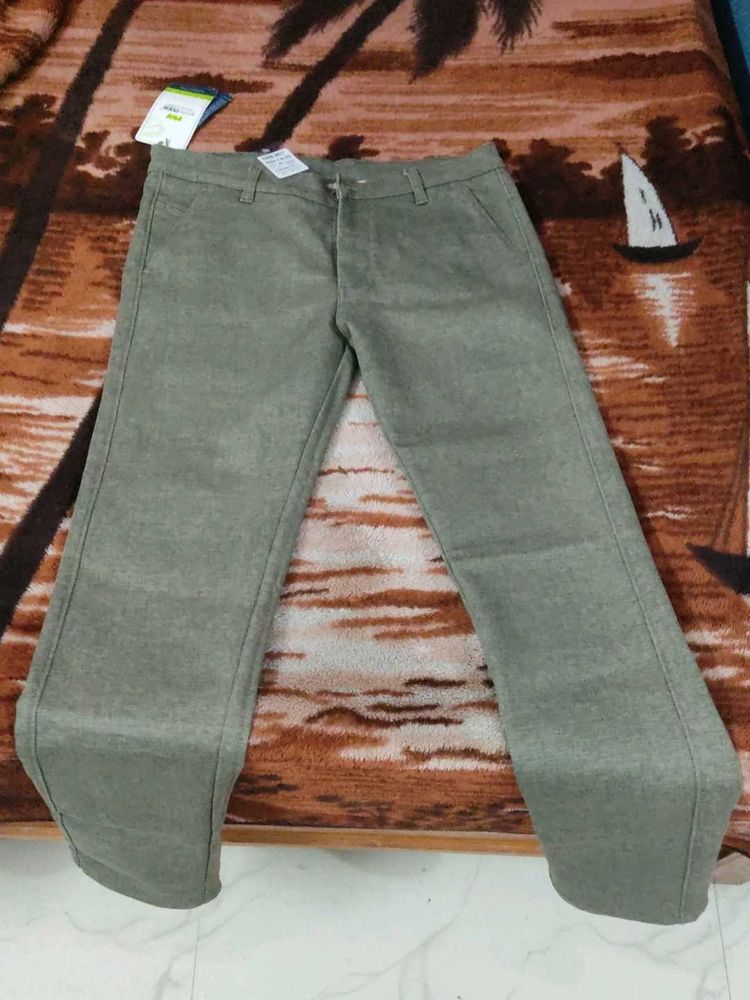 Men&#39;s Grey Texture Cotton Blend Pant
