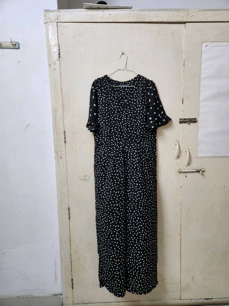Printed Jumpsuit With Tie-up Belt