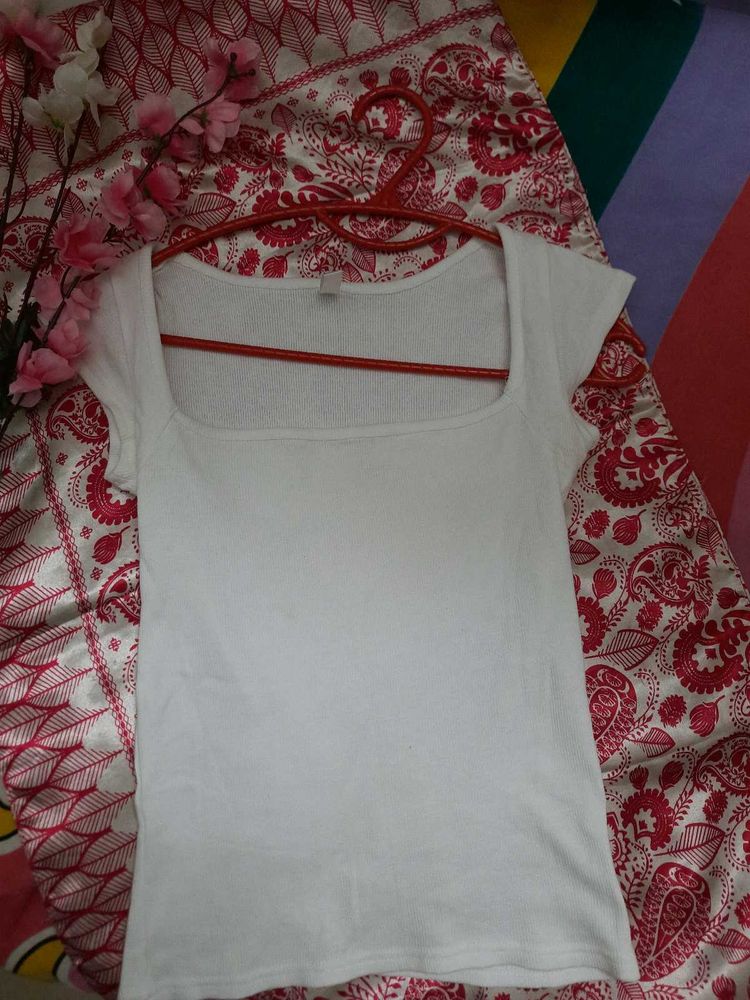 White Ribbed Top