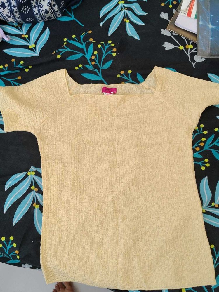 Yellow Square Neck Top