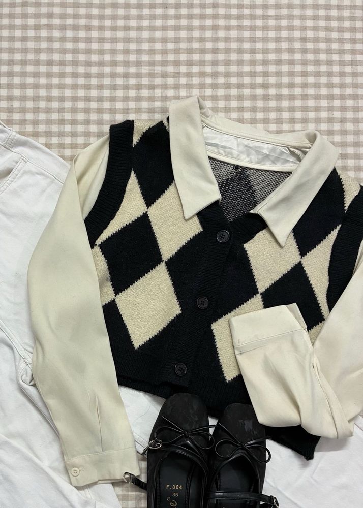 Argyle Knit Cardigan