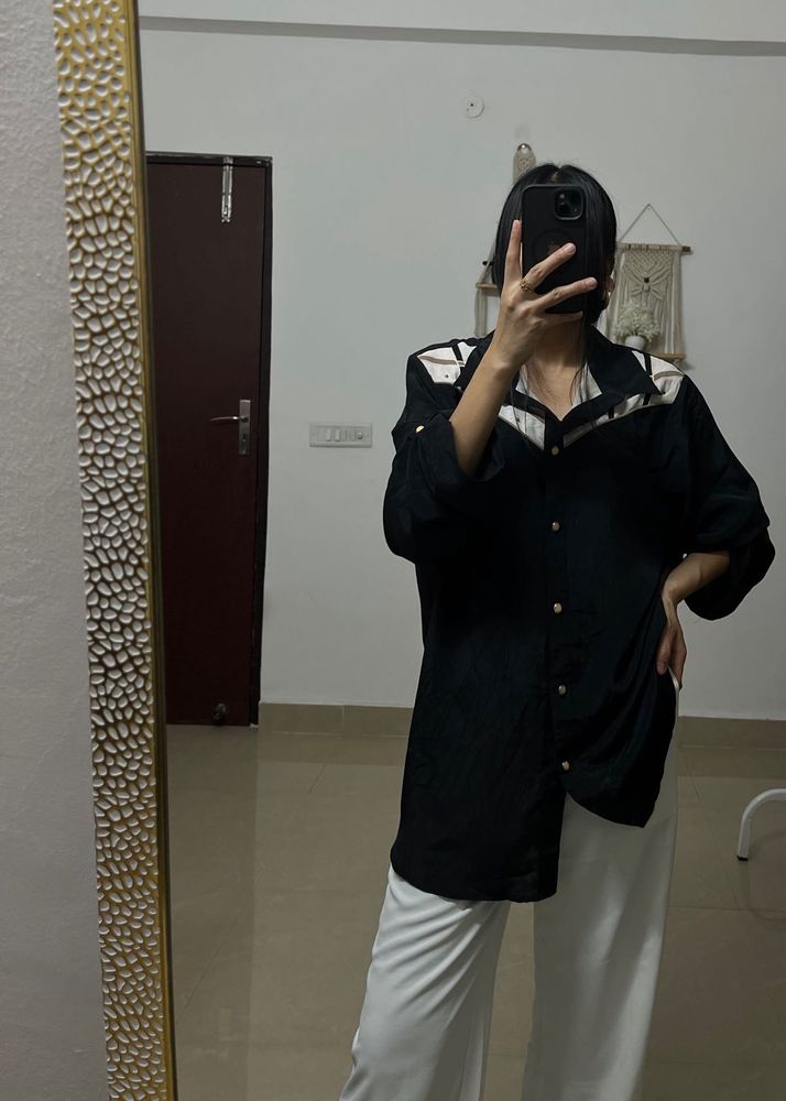 Vintage Black/Creamish Loose Fit Shirt (UNISEX)