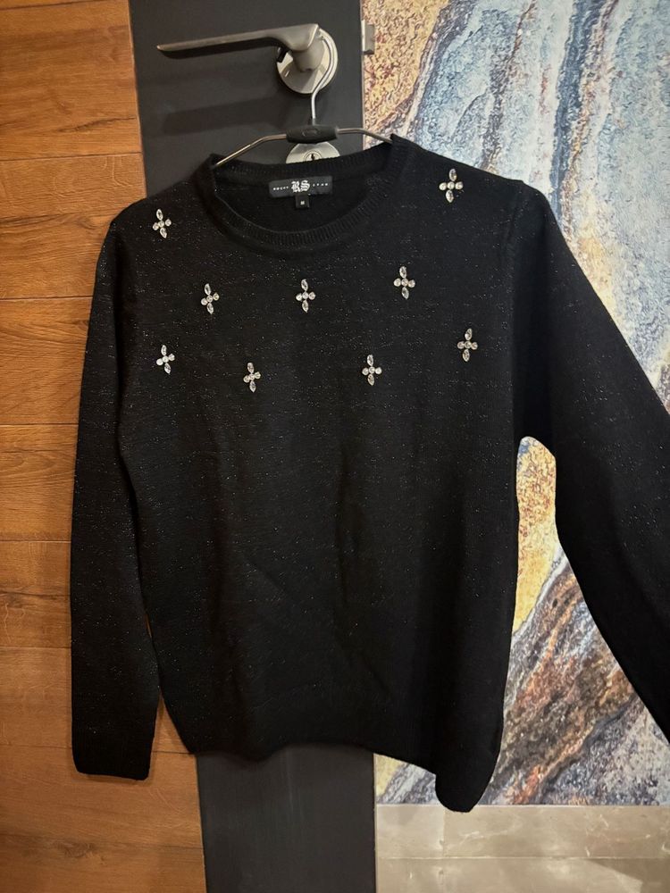 Embellished Black Sweater