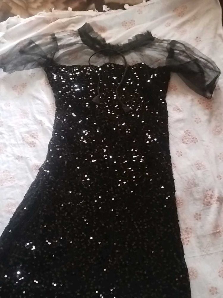 Sparkling Black Sequin Party Dress