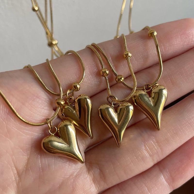 Elongated Heart Necklace Anti-tarnish